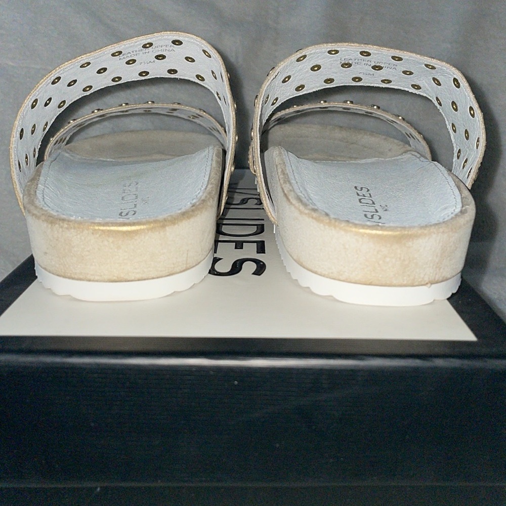 NWT J/SLIDES ERIKA Bronze Metallic Suede Sandal - Picture 10 of 15